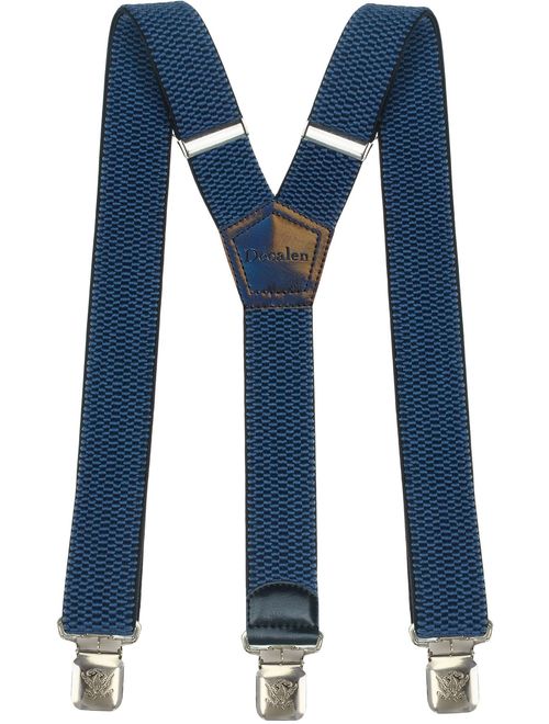 Mens Suspenders Wide Adjustable and Elastic Braces Y Shape with Very Strong Clips - Heavy Duty