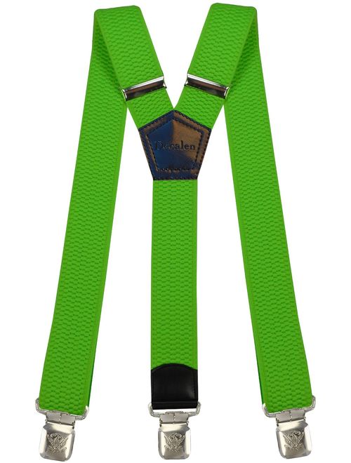 Mens Suspenders Wide Adjustable and Elastic Braces Y Shape with Very Strong Clips - Heavy Duty