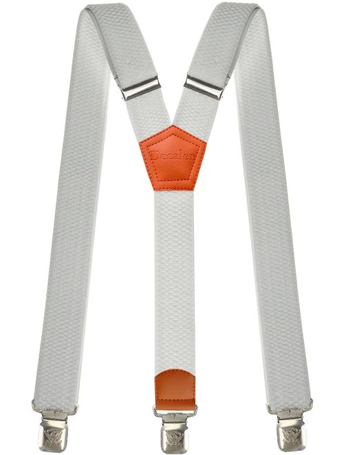 Mens Suspenders Wide Adjustable and Elastic Braces Y Shape with Very Strong Clips - Heavy Duty