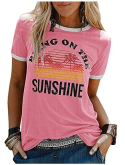 Nlife Bring On The Sunshine Graphic Long Sleeves Tees Blouses for Women Tops Sweaters for Women