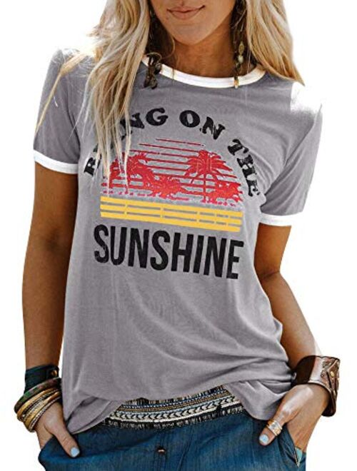 Nlife Bring On The Sunshine Graphic Long Sleeves Tees Blouses for Women Tops Sweaters for Women