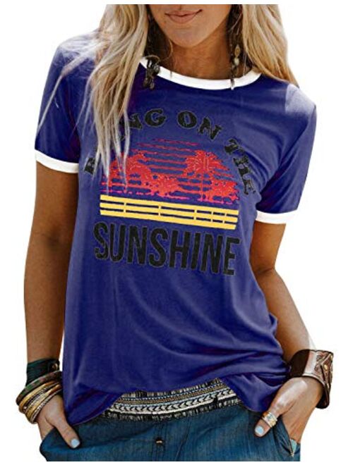 Nlife Bring On The Sunshine Graphic Long Sleeves Tees Blouses for Women Tops Sweaters for Women