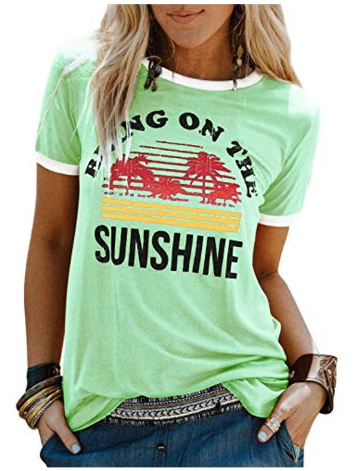 Nlife Bring On The Sunshine Graphic Long Sleeves Tees Blouses for Women Tops Sweaters for Women