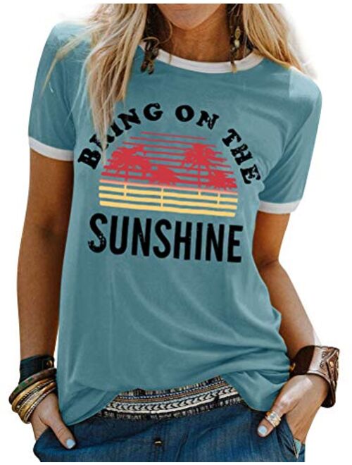 Nlife Bring On The Sunshine Graphic Long Sleeves Tees Blouses for Women Tops Sweaters for Women