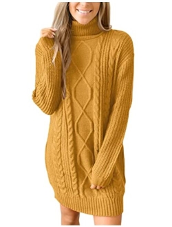 For G and PL Women's Cable Knit Turtleneck Sweater Dress