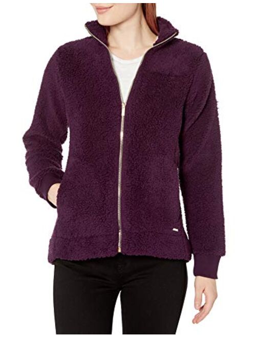 Calvin Klein Women's Zip Up Ribbed Cuff Sherpa