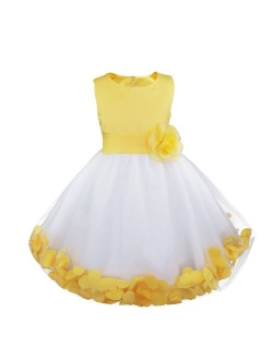 iEFiEL Kids Wedding Party Bowknot Petals Flower Girl Dress Junior Prom Pageant Party Gown