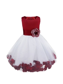 iEFiEL Kids Wedding Party Bowknot Petals Flower Girl Dress Junior Prom Pageant Party Gown