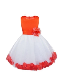 iEFiEL Kids Wedding Party Bowknot Petals Flower Girl Dress Junior Prom Pageant Party Gown