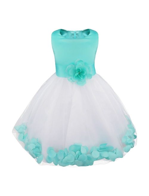 iEFiEL Kids Wedding Party Bowknot Petals Flower Girl Dress Junior Prom Pageant Party Gown