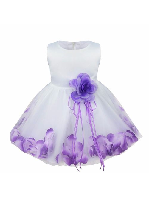 iEFiEL Kids Wedding Party Bowknot Petals Flower Girl Dress Junior Prom Pageant Party Gown