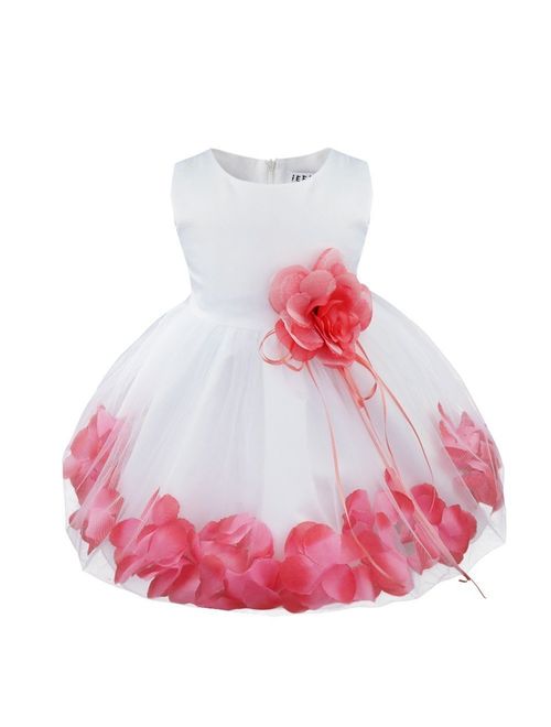 iEFiEL Kids Wedding Party Bowknot Petals Flower Girl Dress Junior Prom Pageant Party Gown