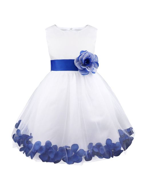 iEFiEL Kids Wedding Party Bowknot Petals Flower Girl Dress Junior Prom Pageant Party Gown