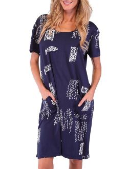 INGEAR Beach Summer Shift Dress Short Cotton Tee Dress Cover up