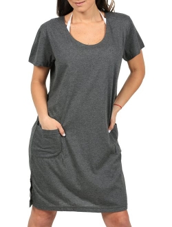 INGEAR Beach Summer Shift Dress Short Cotton Tee Dress Cover up