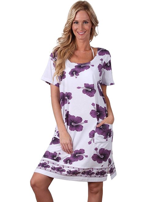 INGEAR Beach Summer Shift Dress Short Cotton Tee Dress Cover up