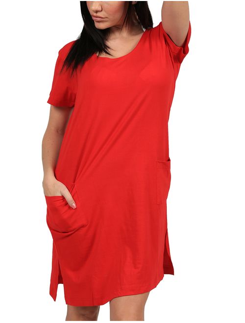 INGEAR Beach Summer Shift Dress Short Cotton Tee Dress Cover up