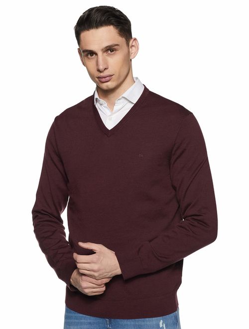 Calvin Klein Men's Merino Sweater V-Neck Solid