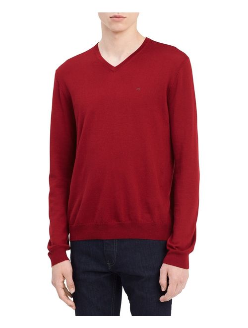 Calvin Klein Men's Merino Sweater V-Neck Solid