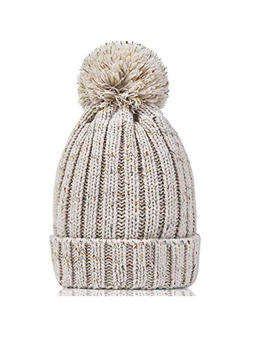 Women's Winter Beanie Warm Fleece Lining - Thick Slouchy Cable Knit Skull Hat Ski Cap