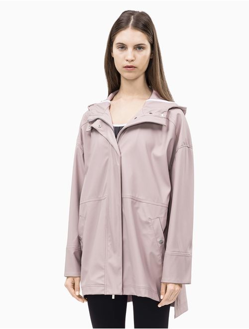 Calvin Klein Women's Hi Lo Hooded Rain Slicker