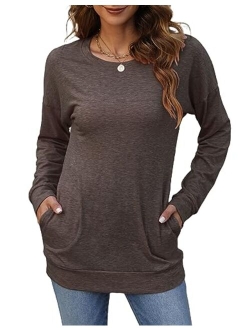 Unidear Womens Casual Long Sleeve Cozy High Neck Solid Sweatshirt with Pocket