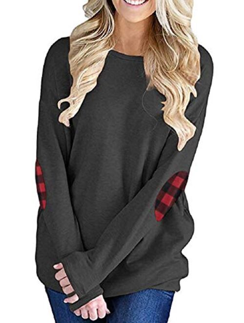 Unidear Womens Casual Long Sleeve Cozy High Neck Solid Sweatshirt with Pocket