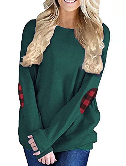 Unidear Womens Casual Long Sleeve Cozy High Neck Solid Sweatshirt with Pocket