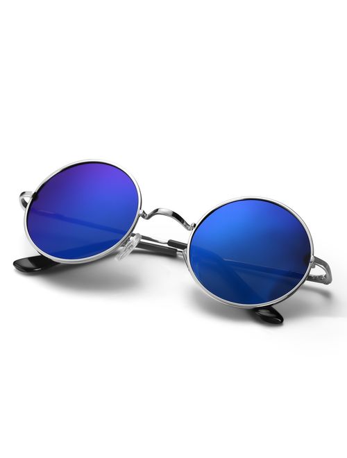 Menton Ezil Unique Blue Mirrored Color Lenes John Sunglasses Polarized for Men Women Glass Driving Outdoor UV400