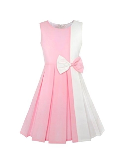 Girls Dress Color Block Contrast Bow Tie Everyday Party Size 4-14