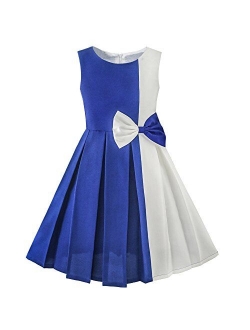 Girls Dress Color Block Contrast Bow Tie Everyday Party Size 4-14