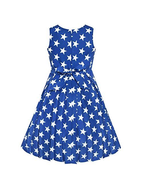 Sunny Fashion Girls Dress Color Block Contrast Bow Tie Everyday Party Size 4-14