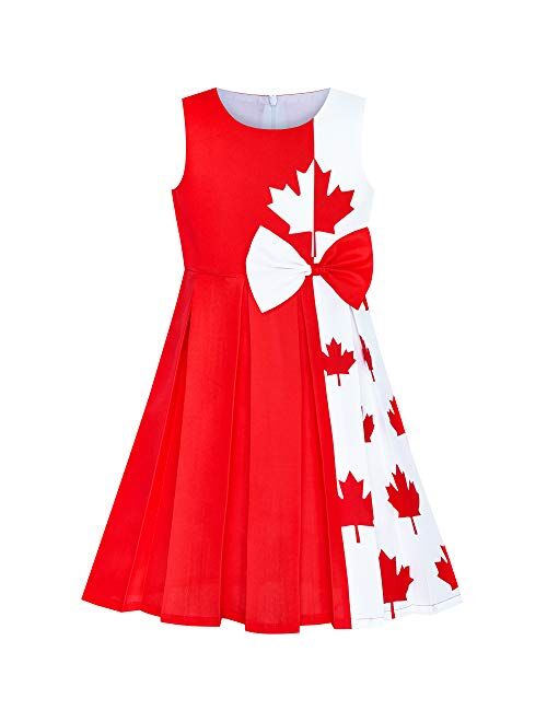 Sunny Fashion Girls Dress Color Block Contrast Bow Tie Everyday Party Size 4-14