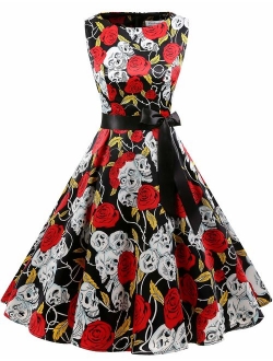 Gardenwed Women's Audrey Hepburn Rockabilly Vintage Dress 1950s Retro Cocktail Swing Party Dress