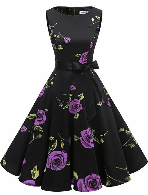 Gardenwed Women's Audrey Hepburn Rockabilly Vintage Dress 1950s Retro Cocktail Swing Party Dress