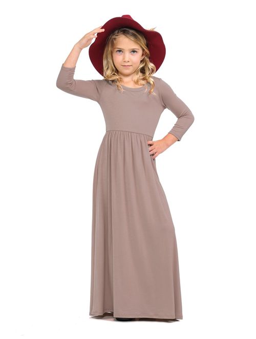 Pastel by Vivienne Honey Vanilla Girls' Fit and Flare Maxi Dress with Easy Removable Label