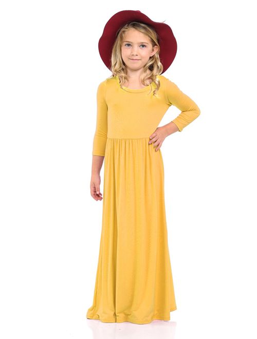 Pastel by Vivienne Honey Vanilla Girls' Fit and Flare Maxi Dress with Easy Removable Label