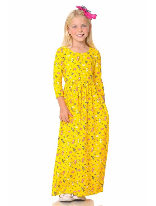 Pastel by Vivienne Honey Vanilla Girls' Fit and Flare Maxi Dress with Easy Removable Label