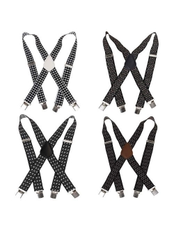 Bundle Monster 4pc Various Design X-Back Adjustable Clip Unisex Suspender