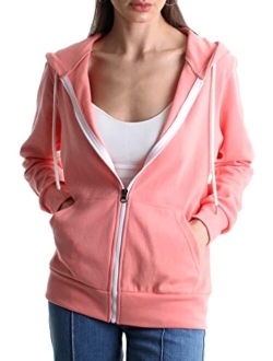 MAJECLO Women's Slim Fit Casual Full-Zip Hooded Lightweight Long Sleeve Sweatshirt