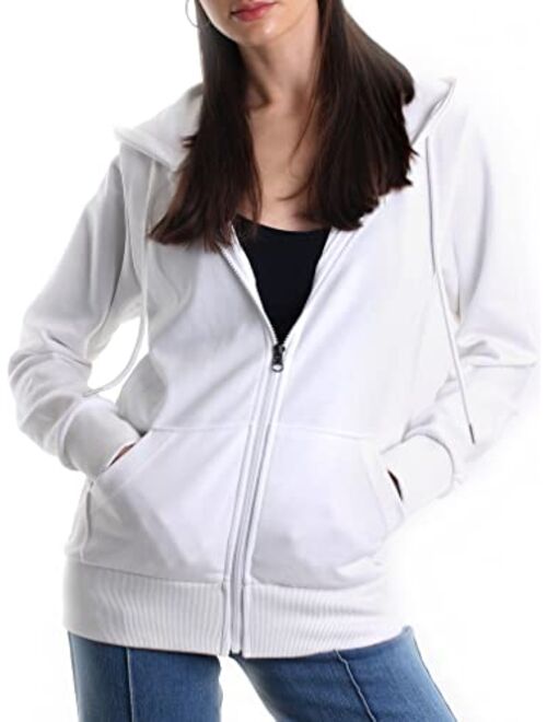 MAJECLO Women's Slim Fit Casual Full-Zip Hooded Lightweight Long Sleeve Sweatshirt