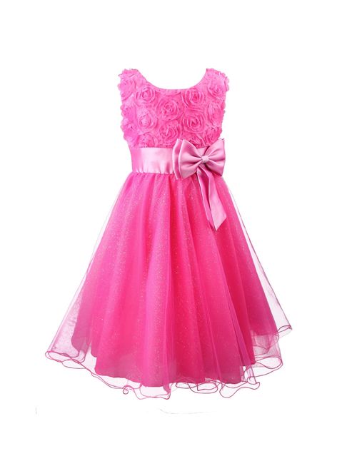 Acecharming Little Girls Tutu 3D Rose Flower Dress for Toddler Girls