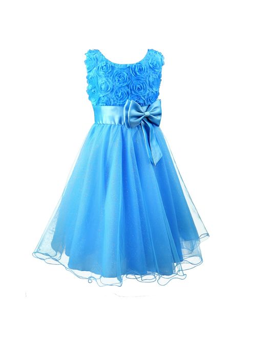 Acecharming Little Girls Tutu 3D Rose Flower Dress for Toddler Girls