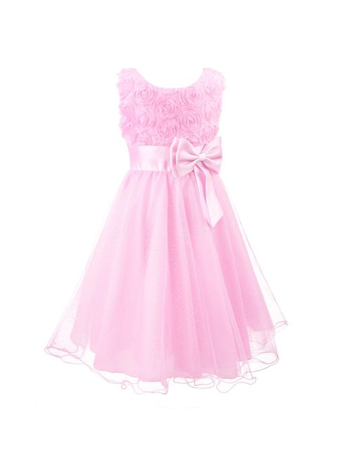 Acecharming Little Girls Tutu 3D Rose Flower Dress for Toddler Girls