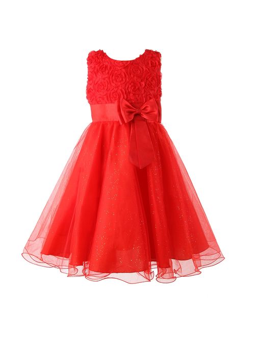 Acecharming Little Girls Tutu 3D Rose Flower Dress for Toddler Girls