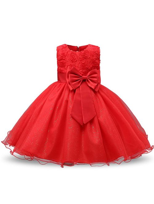 Acecharming Little Girls Tutu 3D Rose Flower Dress for Toddler Girls