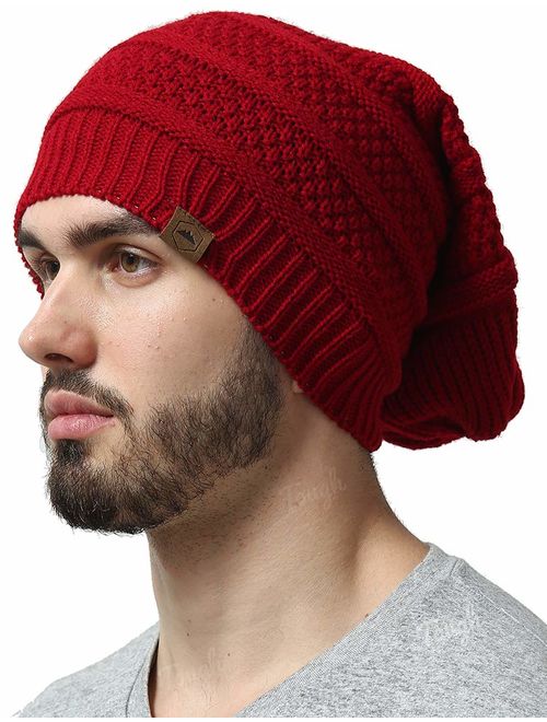 Slouchy Cable Knit Beanie for Men & Women - Winter Toboggan Hats for Cold Weather - Thick, Warm & Stylish Chunky, Oversized Slouch Beanie Cap - Serious Beanies for Seriou