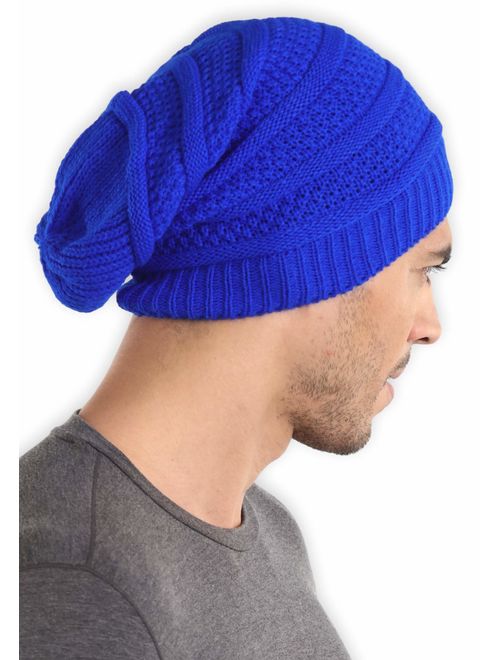 Slouchy Cable Knit Beanie for Men & Women - Winter Toboggan Hats for Cold Weather - Thick, Warm & Stylish Chunky, Oversized Slouch Beanie Cap - Serious Beanies for Seriou