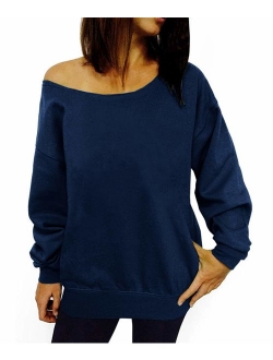 LYXIOF Womens Off Shoulder Sweatshirt Slouchy Shirts Sexy Long Sleeve Pullover Tops