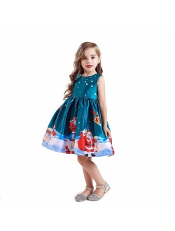 Girls Dress Christmas Eve Xmas Snow Holiday Halloween Party Dresses